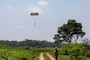 A U.S. Army paratrooper assigned to the 1st Special Forces Group (Airborne) jumps with an MC-6 parachute from a C-130 aircraft into Baturaja, Indonesia, during Super Garuda Shield 25, Aug. 27, 2025.