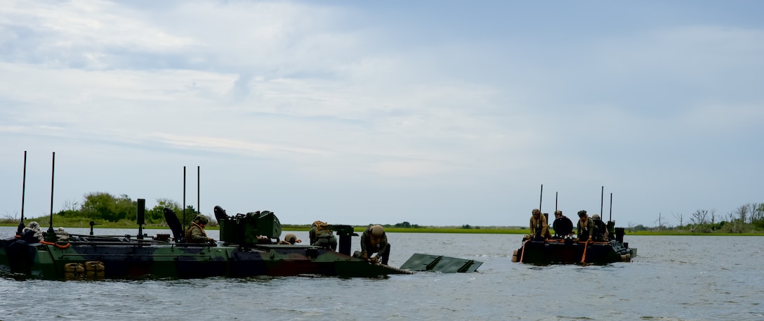 U.S. Marines from 2nd Assault Amphibian Battalion conduct water recovery on the Amphibious Combat Vehicle (ACV) during Water Driving Operations Training at Camp Lejeune, N.C., Aug. 14, 2025. ACV Operator New Equipment Training (OPNET) is designed to train and license Assault Amphibian Marines to operate the ACV on land and water.