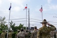 Australian Army, Japan Ground Self-Defense Force, and U.S. Army service members salute the Allied Nation’s Flags during a ceremonial flag raising at Camp Itami, Japan, Aug. 26, 2025.