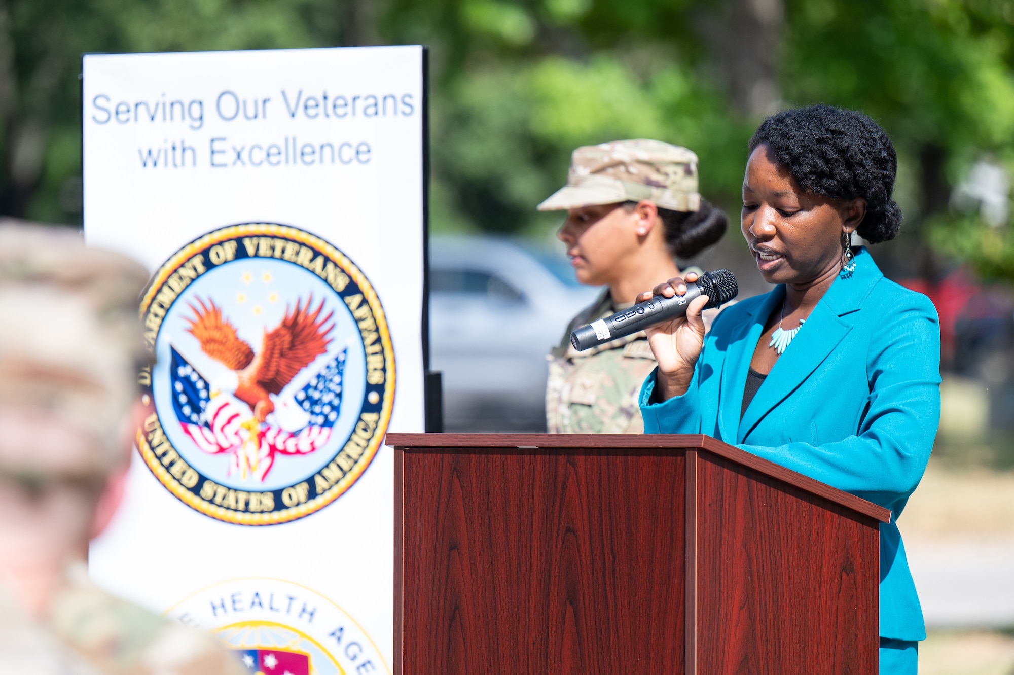 Ribbon-cutting ceremony for a new VA clinic at the 375th Medical Group on Scott Air Force Base, Illinois, Aug. 28, 2025