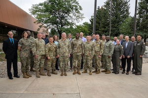 U.S. Space Command leaders and Joint Integrated Space Team directors pose for a group photo during the 5th Annual JIST Summit at USSPACECOM’s Bayfield Facility, Colorado Springs, Colorado, August 26, 2025. During the summit, leaders discussed USSPACECOM’s vision, direction, and priorities to better implement them across JIST’s host combatant commands. The JIST includes military and civilian personnel from across services representing USSPACECOM at the 10 other combatant commands. USSPACECOM, working with Allies and Partners, plans, executes, and integrates military spacepower into multi-domain global operations in order to deter aggression, defend national interests, and when necessary, defeat threats.
