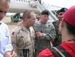 Lt. Gen. H. Steven Blum, chief of the National Guard Bureau, Maj. Gen. Russel Honore, Task Force Katrina commander, and Brig. Gen. John Basilica, 256th Infantry Brigade Combat Team commander, talk to news media during the aftermath of Hurricane Rita on Sep. 29, 2005. Basilica was appointed commander of Task Force Pelican, responsible for coordinating National Guard hurricane response efforts across the State. The task force included tens of thousands of National Guard Soldiers from Louisiana and other states.