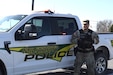 Sgt. Noah Payton, Letterkenny Army Depot’s Directorate of Emergency Services Law Enforcement Division military police officer, from the 157th Military Police Company, West Virginia Army National Guard, poses with a LEAD military police vehicle March 27, 2025.