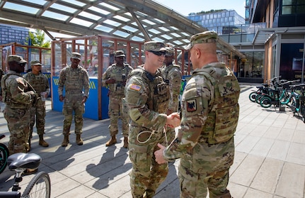 U.S. Army Lt. Gen. Jonathan Stubbs, right, director, Army National Guard, meets with Guardsmen patrolling metro stations as part of the D.C. Safe and Beautiful Task Force at locations across Washington, D.C. Aug. 25, 2025. About 2,000 National Guard members are supporting the D.C. Safe and Beautiful mission providing critical support to the D.C. Metropolitan Police Department in ensuring the safety of all who live, work and visit the District.
