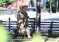U.S. Soldiers with the South Carolina Army National Guard patrol Dupont Circle in Washington D.C., Aug. 25, 2025. About 2,000 National Guard members are supporting the D.C. Safe and Beautiful mission providing critical support to the D.C. Metropolitan Police Department in ensuring the safety of all who live, work and visit the District.