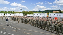 U.S. Soldiers with the Louisiana National Guard recite the oath to become deputized in support of law enforcement partners as part of the Joint Task Force – District of Columbia on Joint Base Anacostia-Bolling Aug. 25 2025. About 2,000 National Guard members are supporting the D.C. Safe and Beautiful mission Task Force providing critical support to the D.C. Metropolitan Police Department in ensuring the safety of all who live, work and visit the District.