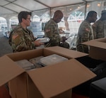 U.S. Soldiers of the Army National Guard serve meals at Joint Base Anacostia-Bolling, Aug. 29, 2025. Meals are served to about 2,300 National Guard members that are supporting the D.C. Safe and Beautiful mission providing critical support to the D.C. Metropolitan Police Department in ensuring the safety of all who live, work, and visit the District.