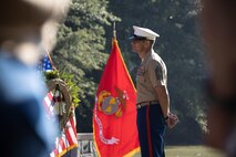 U.S. Marine Corps Sgt. Maj. Carlos A. Ruiz, the 20th Sergeant Major of the Marine Corps, alongside Brig. Gen. Ahmed T. Williamson, the Eastern Recruiting Region Commanding General, participate in a Wreath Laying Ceremony as part of Marine Week Atlanta, Atlanta, Georgia, Aug. 30, 2025. Ruiz and Williamson laid the wreath in honor of those who made the ultimate sacrifice during the Global War on Terrorism. Ruiz was also able to participate in a reenlistment ceremony following the wreath laying. (U.S. Marine Corps photo by GySgt Jordan E. Gilbert)