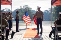 U.S. Marine Corps Sgt. Maj. Carlos A. Ruiz, the 20th Sergeant Major of the Marine Corps, alongside Brig. Gen. Ahmed T. Williamson, the Eastern Recruiting Region Commanding General, participate in a Wreath Laying Ceremony as part of Marine Week Atlanta, Atlanta, Georgia, Aug. 30, 2025. Ruiz and Williamson laid the wreath in honor of those who made the ultimate sacrifice during the Global War on Terrorism. Ruiz was also able to participate in a reenlistment ceremony following the wreath laying. (U.S. Marine Corps photo by GySgt Jordan E. Gilbert)