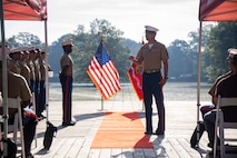 U.S. Marine Corps Sgt. Maj. Carlos A. Ruiz, the 20th Sergeant Major of the Marine Corps, alongside Brig. Gen. Ahmed T. Williamson, the Eastern Recruiting Region Commanding General, participate in a Wreath Laying Ceremony as part of Marine Week Atlanta, Atlanta, Georgia, Aug. 30, 2025. Ruiz and Williamson laid the wreath in honor of those who made the ultimate sacrifice during the Global War on Terrorism. Ruiz was also able to participate in a reenlistment ceremony following the wreath laying. (U.S. Marine Corps photo by GySgt Jordan E. Gilbert)