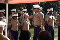 U.S. Marine Corps Sgt. Maj. Carlos A. Ruiz, the 20th Sergeant Major of the Marine Corps, alongside Brig. Gen. Ahmed T. Williamson, the Eastern Recruiting Region Commanding General, participate in a Wreath Laying Ceremony as part of Marine Week Atlanta, Atlanta, Georgia, Aug. 30, 2025. Ruiz and Williamson laid the wreath in honor of those who made the ultimate sacrifice during the Global War on Terrorism. Ruiz was also able to participate in a reenlistment ceremony following the wreath laying. (U.S. Marine Corps photo by GySgt Jordan E. Gilbert)