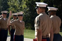 U.S. Marine Corps Sgt. Maj. Carlos A. Ruiz, the 20th Sergeant Major of the Marine Corps, alongside Brig. Gen. Ahmed T. Williamson, the Eastern Recruiting Region Commanding General, participate in a Wreath Laying Ceremony as part of Marine Week Atlanta, Atlanta, Georgia, Aug. 30, 2025. Ruiz and Williamson laid the wreath in honor of those who made the ultimate sacrifice during the Global War on Terrorism. Ruiz was also able to participate in a reenlistment ceremony following the wreath laying. (U.S. Marine Corps photo by GySgt Jordan E. Gilbert)
