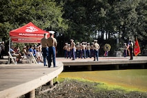 U.S. Marine Corps Sgt. Maj. Carlos A. Ruiz, the 20th Sergeant Major of the Marine Corps, alongside Brig. Gen. Ahmed T. Williamson, the Eastern Recruiting Region Commanding General, participate in a Wreath Laying Ceremony as part of Marine Week Atlanta, Atlanta, Georgia, Aug. 30, 2025. Ruiz and Williamson laid the wreath in honor of those who made the ultimate sacrifice during the Global War on Terrorism. Ruiz was also able to participate in a reenlistment ceremony following the wreath laying. (U.S. Marine Corps photo by GySgt Jordan E. Gilbert)