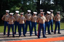 U.S. Marines assigned to Special Purpose Marine Air-Ground Task Force-250, bow their heads for a prayer during a wreath laying ceremony held by Special Purpose Marine Air-Ground Task Force-250 at Piedmont Park during Marine Week Atlanta, Aug. 31, 2025. The solemn tribute served to commemorate Marines who made the ultimate sacrifice in defense of our nation during Vietnam. Marines stationed across the globe commemorate the 250th anniversary of the Marine Corps, honoring a distinguished legacy of service, sacrifice, and unwavering fidelity to both the nation and fellow Marines. (U.S. Marine Corps photo by Sgt. Alfonso Livrieri)