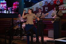 U.S. Marine Corps 2D Marine Aircraft Wing Band with the popular music group, assigned to Special Purpose Marine Air-Ground Task Force-250 perform at Cobb County, Georgia during Marine Week Atlanta, Aug. 30, 2025. Marines stationed across the globe commemorate the 250th anniversary of the Marine Corps, honoring a distinguished legacy of service, sacrifice, and unwavering fidelity to both the nation and the Corps. (U.S. Marine Corps photo by Lance Cpl. Steven Wells)