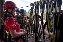 U.S. Marines assigned to Combat Logistics Regiment 45, take part in the confidence course at Camp Southern Ground during Marine Week Atlanta, Aug. 30, 2025. Marines stationed across the globe commemorate the 250th anniversary of the Marine Corps, honoring a distinguished legacy of the service, sacrifice, and unwavering fidelity to both the nation and fellow Marines. (U.S. Marine Corps photo by Lance Cpl. Matthew A. McDonnell)