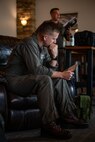 U.S. Marines Corps Capt. Daniel DeJong, an MV-22 pilot with Marine Medium Tiltrotor Squadron (VMM) 261, 2nd Marine Aircraft Wing, assigned to Special Purpose Marine Air-Ground Task Force 250, attends a meeting prior to takeoff at Cobb County International Airport, Kennesaw, Georgia, during Marine Week Atlanta, Aug. 31, 2025. Marines stationed across the globe commemorate the 250th anniversary of the Marine Corps, honoring a distinguished legacy of service, sacrifice, and unwavering fidelity to both the nation and the Corps. (U.S. Marine Corps photo by Sgt. Alexis French)