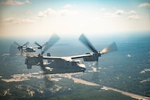 U.S. Marines Corps MV-22 Ospreys with Marine Medium Tiltrotor Squadron (VMM) 266, 2nd Marine Aircraft Wing assigned to Special Purpose Marine Air-Ground Task Force 250, flyover Mercedes-Benz  Stadium in Atlanta during Marine Week Atlanta, Aug. 31, 2025. Marines stationed across the globe commemorate the 250th anniversary of the Marine Corps, honoring a distinguished legacy of service, sacrifice, and unwavering fidelity to both the nation and the Corps. (U.S. Marine Corps photo by Sgt. Alexis French)