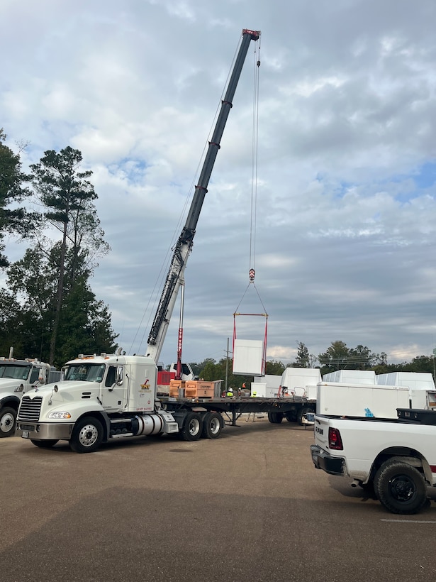 Crane carries generator