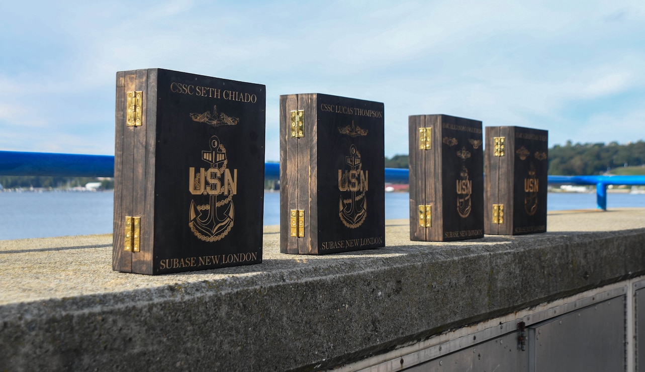 SUBASE New London, alongside NMRTU Groton (Clinic), welcomed the newest Chief Petty Officers with a pinning ceremony where the new Chiefs had their anchors pinned and covers set by family, friends and mentors, marking a new milestone in their naval careers. (U.S. Navy photo by Mass Communication Specialist 2nd Class Lucas J. Hastings)