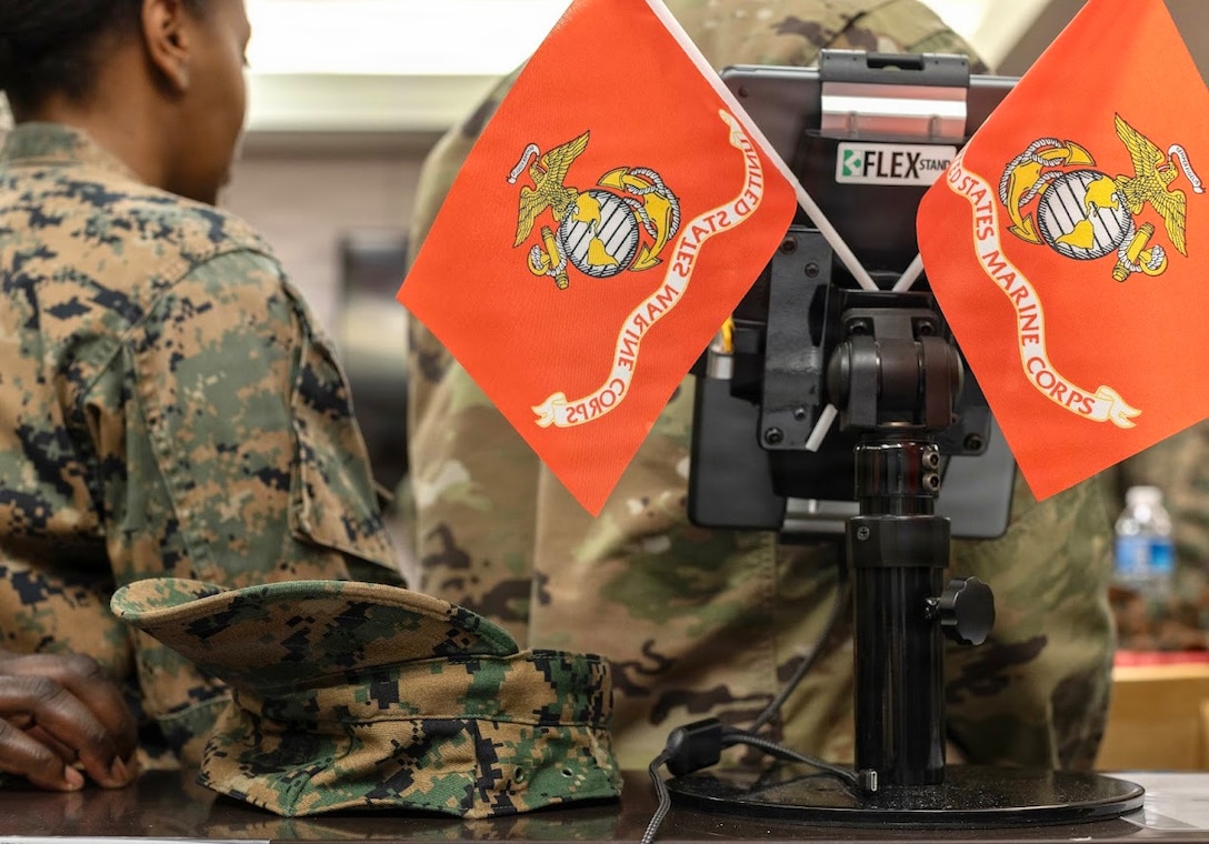 U.S. Marine Corps service banners are staged during a U.S Marine Corps 250th birthday cake cutting ceremony at United Service Organizations on USAG Camp Humphrey’s, South Korea, Nov. 7, 2025. Founded on November 10, 1775, the United States Marine Corps has served our nation honorably in every clime and place for 250 years. Throughout 2025, Marines across the globe will celebrate the 250th birthday of the Corps, commemorating service, sacrifice, and priding themselves on living ‘Semper Fidelis’ or ‘Always Faithful’ to their nation and to each other. (U.S. Marine Corps photo by Cpl. Simon Saravia)
