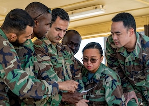 International Officer School students participate in a preparatory course training session at Maxwell Air Force Base, Alabama, Oct. 22, 2025.