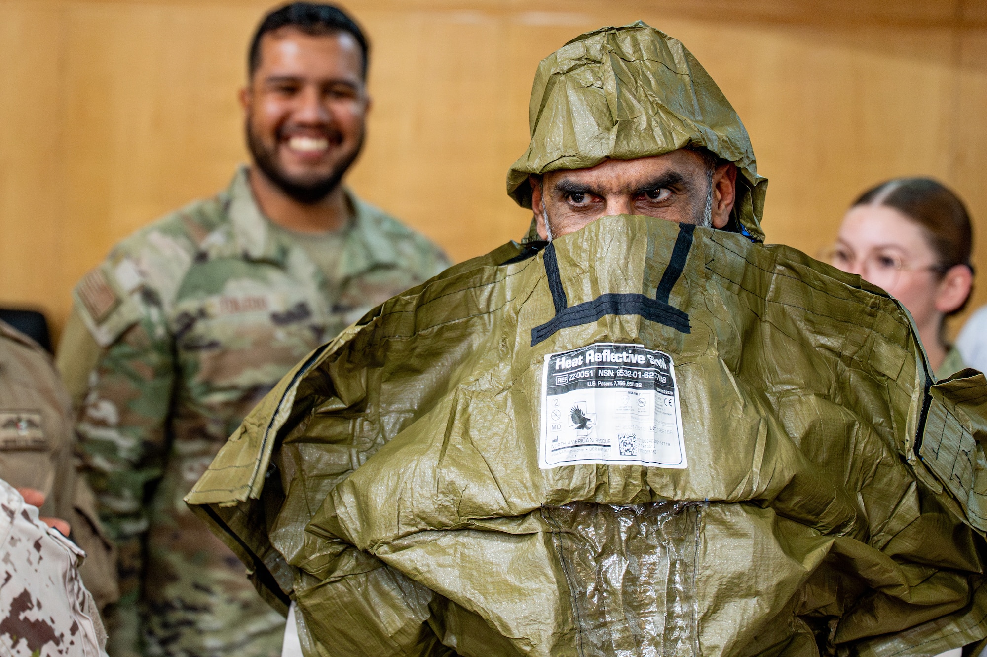 People speak to one another about medical training