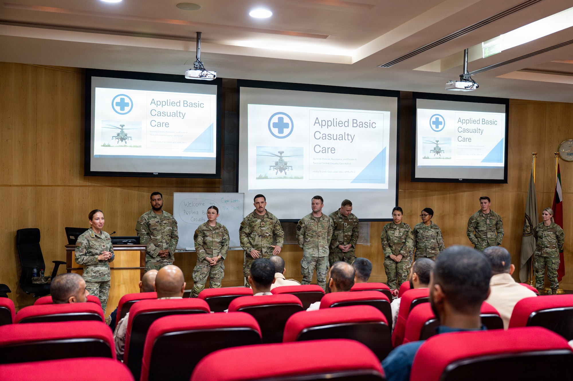 People speak to one another about medical training