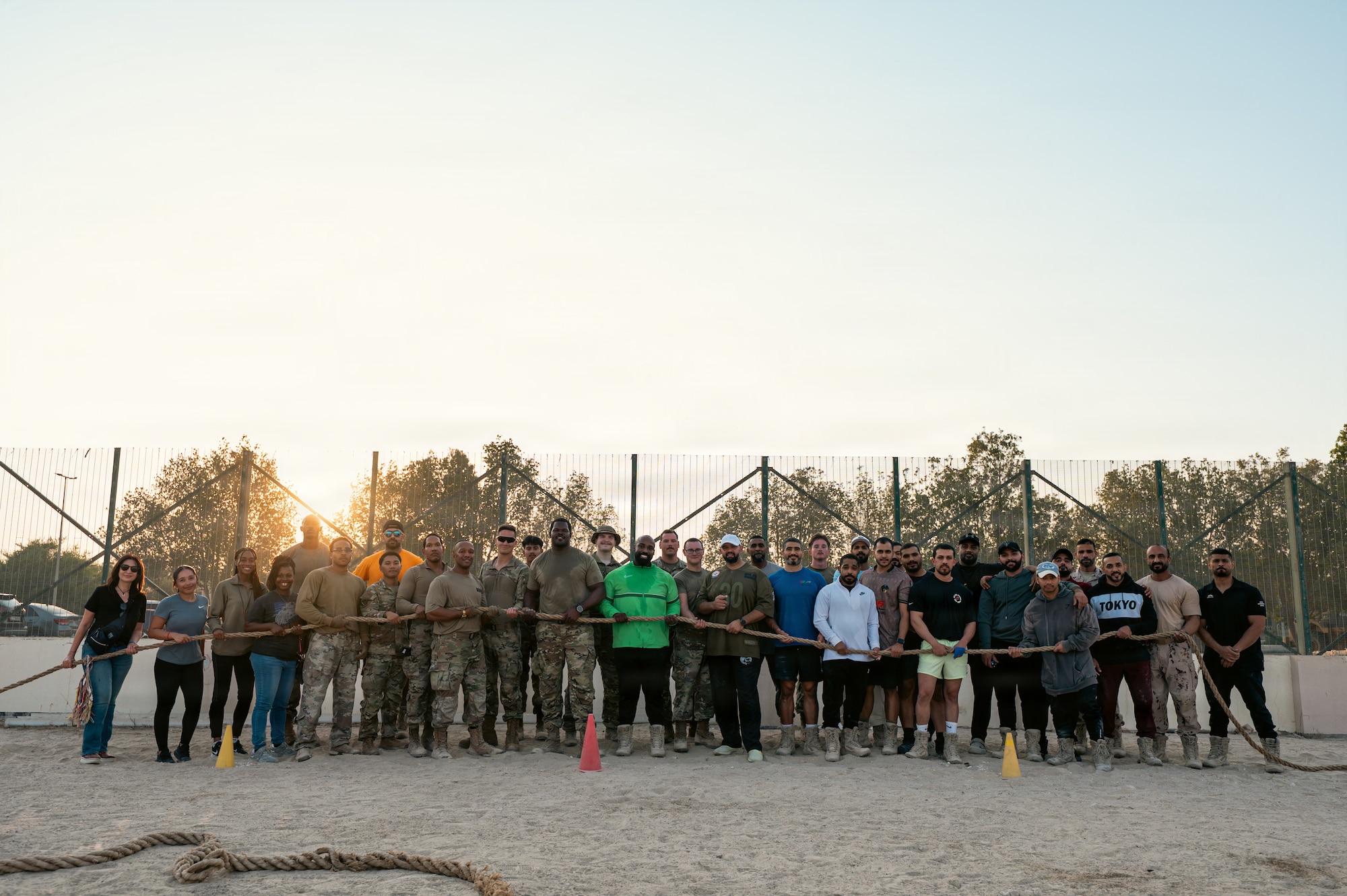 People compete in tug of war competition.
