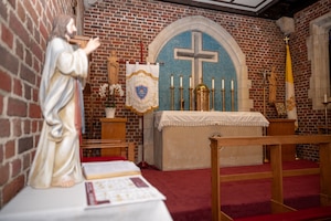A photo of an alter in the Blessed Sacrament Catholic Chapel. (U.S. Air Force Photo by Airman 1st Class Donnell Ramsey)