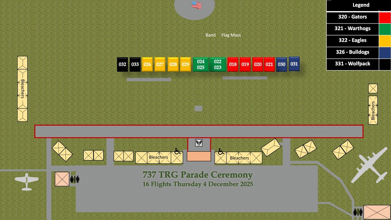 Flights 018-033 BMT Graduation Parade Line Up Graphic