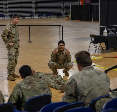 U.S. Soldiers with the 48th Infantry Brigade Combat Team, Georgia Army National Guard, conduct medical readiness training in Washington, D.C., Oct. 20, 2025. The National Guard’s focus on training and discipline ensures Soldiers remain proficient, adaptable, and mission-ready to support both state and federal operations. (U.S. Army National Guard photo by Spc. Paris Hayes)