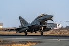 A Kuwaiti Eurofighter Typhoon lands on the flight line during exercise Marauder Shield 26.1 within the U.S. Central Command area of responsibility, Nov. 11, 2025.

A key element of the exercise was the sharpening of combined fighter capabilities between the U.S. and Kuwait Air Forces. (U.S. Air Force photo by Staff Sgt. Tylin Rust)