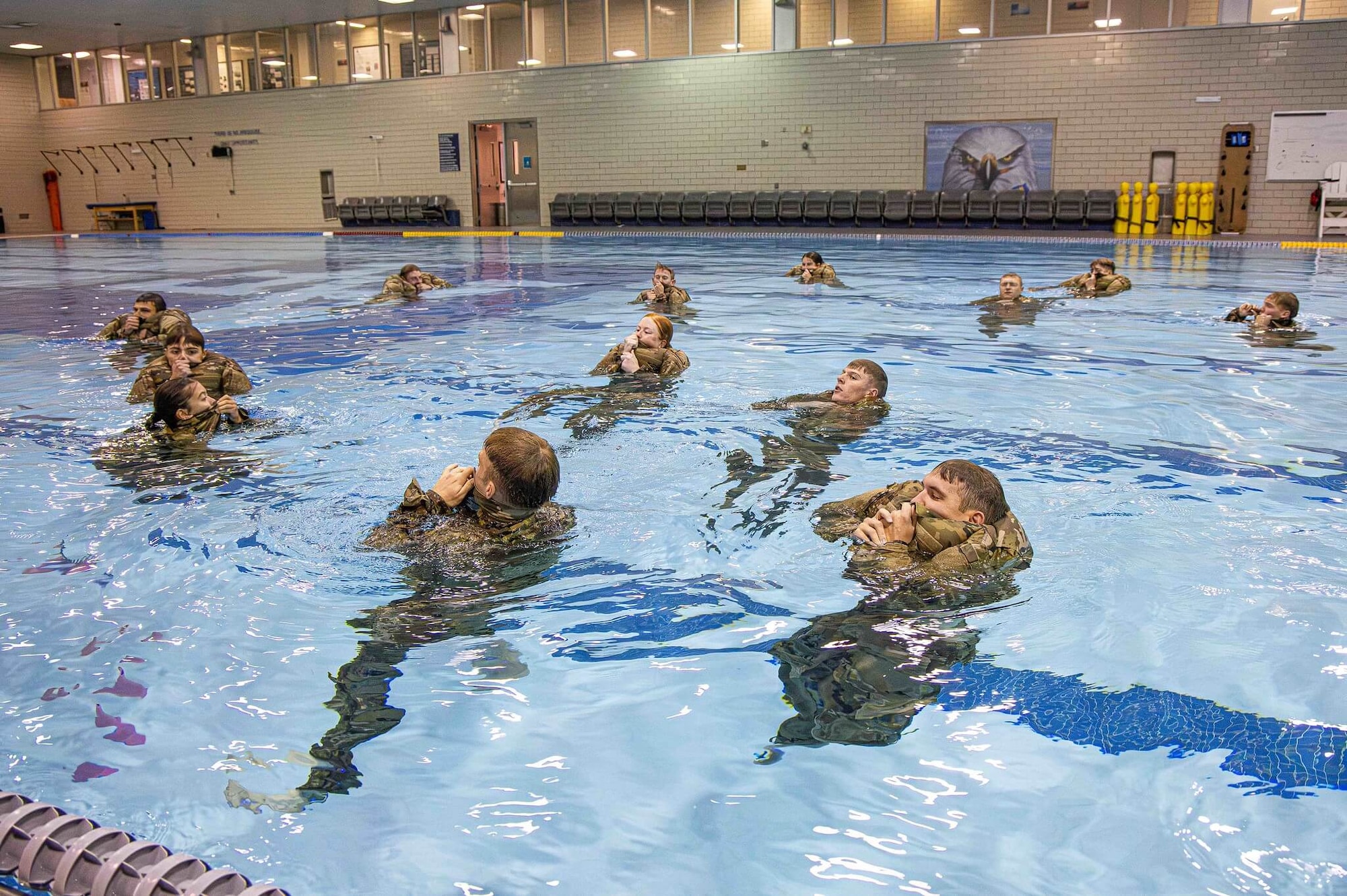 Photo of cadets treading water in a swimming pool