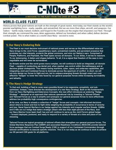 Chief of Naval Operations Adm. Daryl Caudle released CNOte #3.
