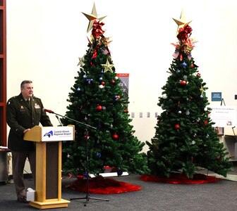 Brig. Gen. Lenny William speaks during the American Gold Star Families’ Fallen Heroes Tree of Honor Tree Lighting Ceremony.