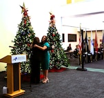 Miss. Kankakee Teen 2025 and Eagle Scout, Alexis McCullough, whose father, Army Col. Mark R. McCullough, died while serving his nation on Oct. 16, 2019, hugs Frances Maddox.