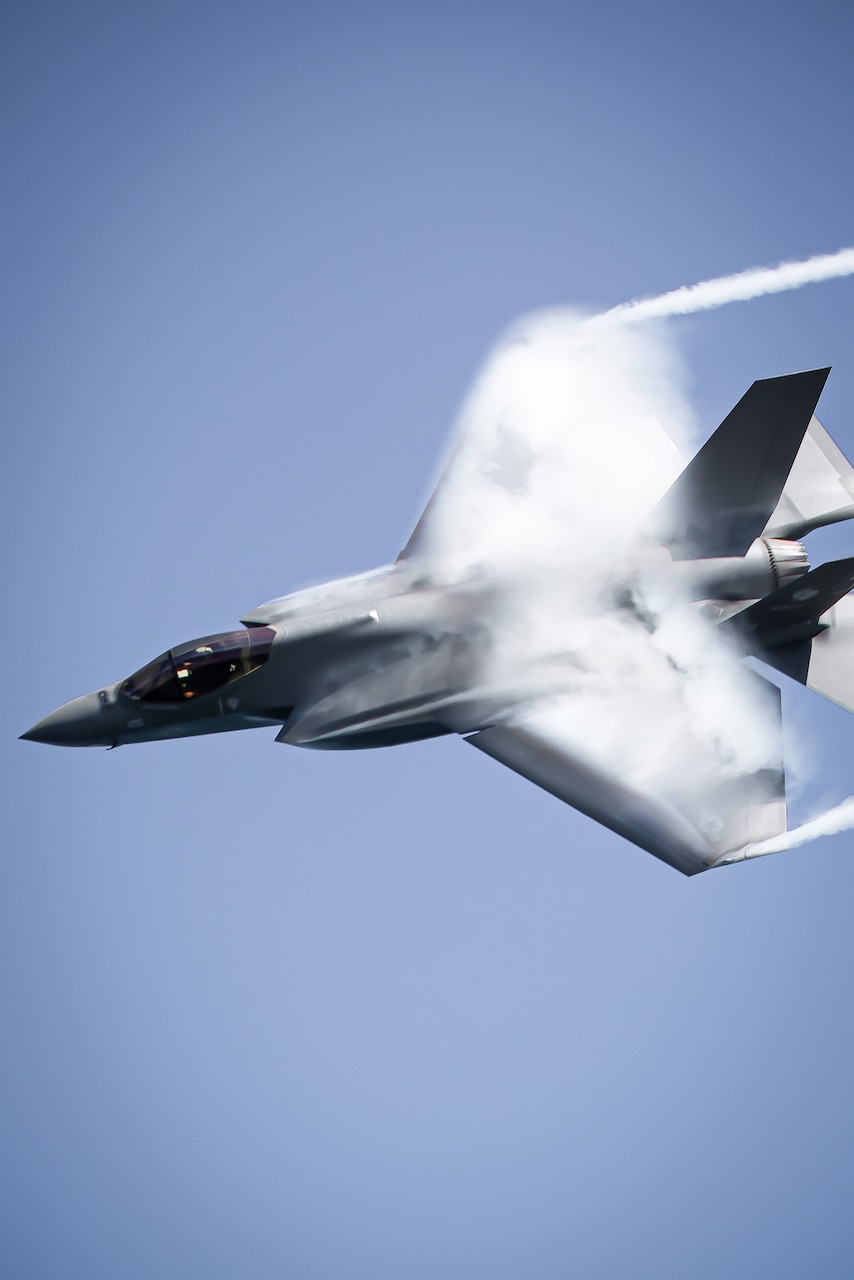 An F-35C Lightning II attached to Strike Fighter Squadron (VFA) 86 flies over the Nimitz-class aircraft carrier USS George H.W. Bush (CVN 77) during the Titans of the Sea Presidential Review dress rehearsal. The Titans of the Sea Presidential Review is one of many events taking place throughout the country to showcase maritime capabilities as part of the U.S Navy’s 250th birthday. America is a maritime nation. For 250 years, America’s Warfighting Navy has sailed the globe in defense of freedom.