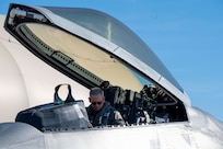 A pilot performs preflight check prior to take off.