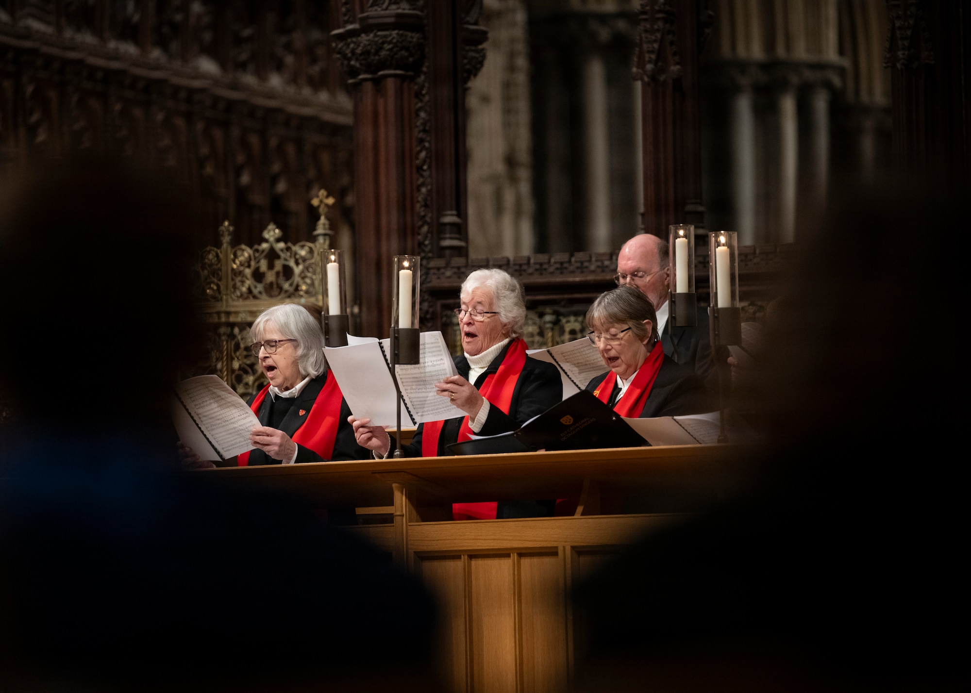 The Ely Cathedral Chorister sings to the gathered assembly at Ely Cathedral, Nov. 26, 2025. Ely Cathedral has partnered with the tribase area for the past 39 years to host a traditional service for U.S. service members during the Thanksgiving holiday. (U.S. Air Force photo by Staff Sgt. Nash Truitt)