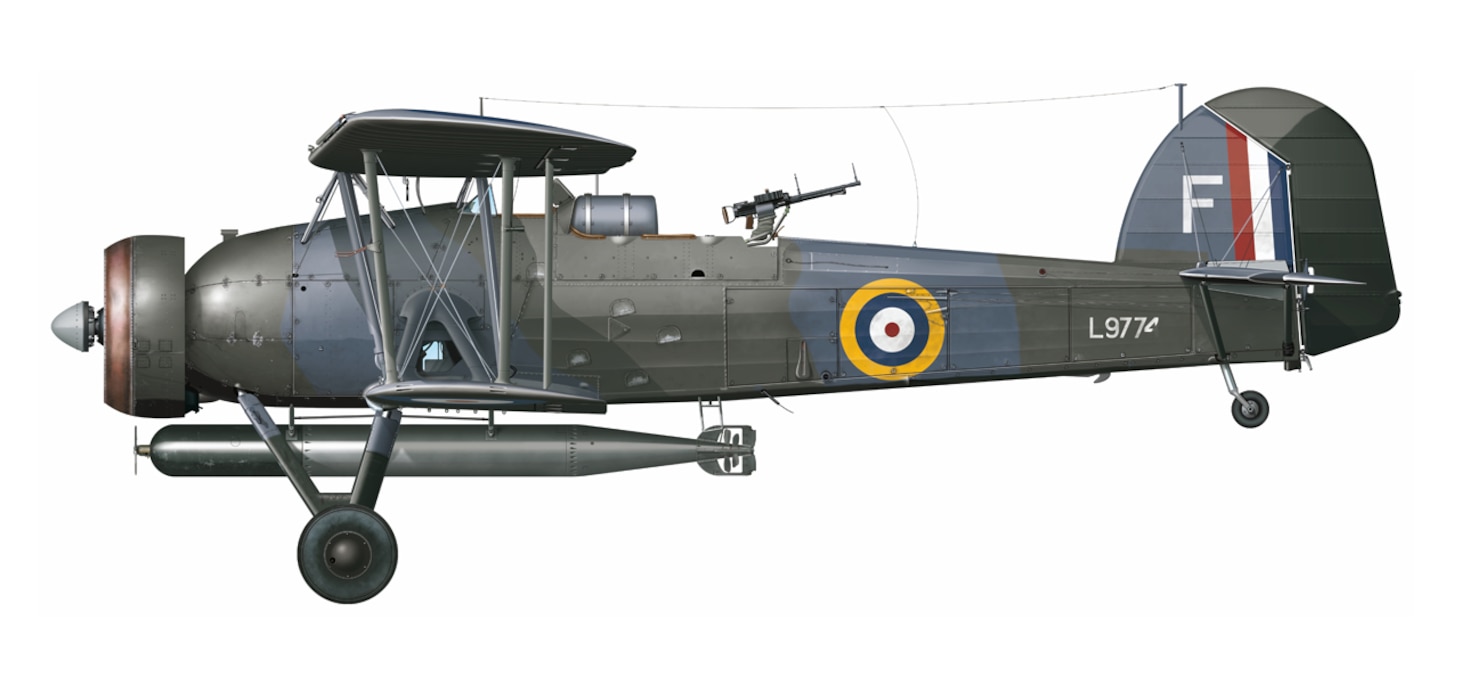 Profile: This Swordfish of 835 Naval Air Squadron carries a torpedo as it is brought up to the flight deck aboard HMS Battler in April 1943. Echoing the arrangements between various companies in the U.S. during the war, this particular Swordfish was built by Blackburn and was actually just received by this squadron.