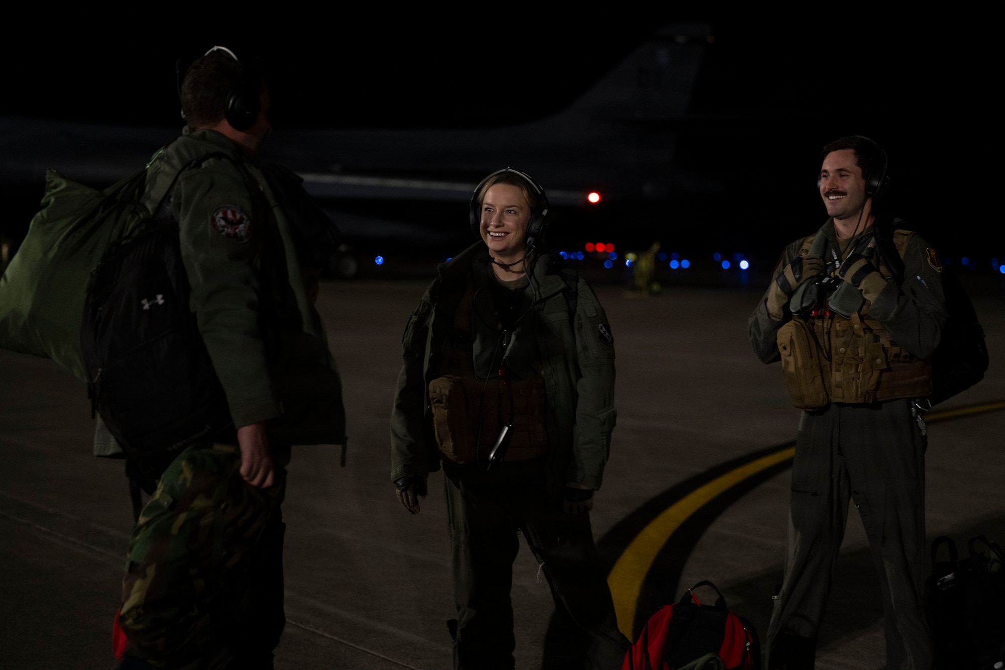 U.S. Air Force aircrew assigned to the 9th Expeditionary Bomb Squadron prepare to board a B-1B Lancer at Misawa Air Base, Japan, Nov. 17, 2025. BTF missions familiarize aircrew with air bases and operations in different areas of operations. (U.S. Air Force photo by Senior Airman Emma Anderson)