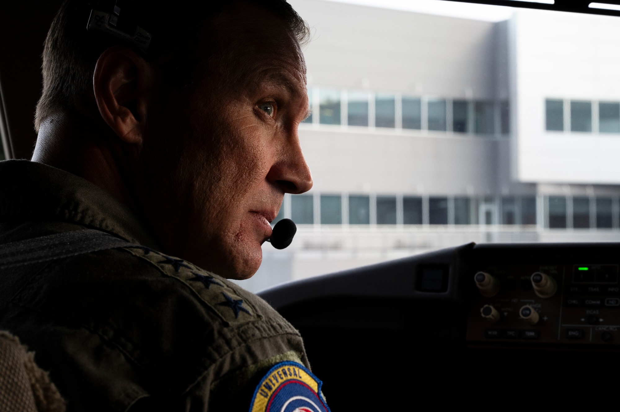 U.S. Air Force Gen. Johnny Lamontagne, Air Mobility Command commander, prepares for take off in the 100th KC-46A Pegasus aircraft delivered to the U.S. Air Force, Dec. 2, 2025, at Paine Field, Washington. Lt. Gen. John Healy, chief of the Air Force Reserve and the commander of Air Force Reserve Command, flew the 99th KC-46A in formation alongside Lamontagne. The KC-46A Pegasus is an aerial refueling aircraft capable of performing single and multi-point simultaneous aerial refueling. Designed for versatility and survivability, the aircraft can also support passenger and cargo movement, aeromedical evacuation, and features defensive, self-protection, and communication systems suited for contested environments. (U.S. Air Force photo by Staff Sgt. Dalton Williams)