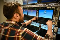 Detailed view of CANES system hardware at NIWC Atlantic's NIEF