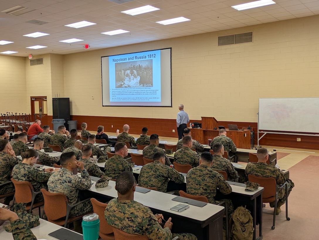 The Basic School faculty received a period of instruction on cold weather injury prevention from Dr. Francis O’Connor from Uniformed Services University of the Health Sciences (USUHS). This training better prepares the staff to prevent and treat cold weather injuries prior to the upcoming winter months.