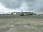 A C-130 aircraft assigned to Marine Aerial Refueler Transport Squadron 153 (VMGR-153) onboard Marine Corps Base Hawaii prepares to taxi prior to takeoff following service by the Fleet Readiness Center East (FRCE) C-130 Minor Depot Inspection Field Team. The team recently traveled to Hawaii to perform on-site minor depot inspections for two of VMGR-153’s aircraft and completed both ahead of schedule. The on-site inspections and repairs helped the squadron maintain operational readiness by eliminating the need to transport the aircraft to a depot for service and reducing turnaround times for the maintenance events.