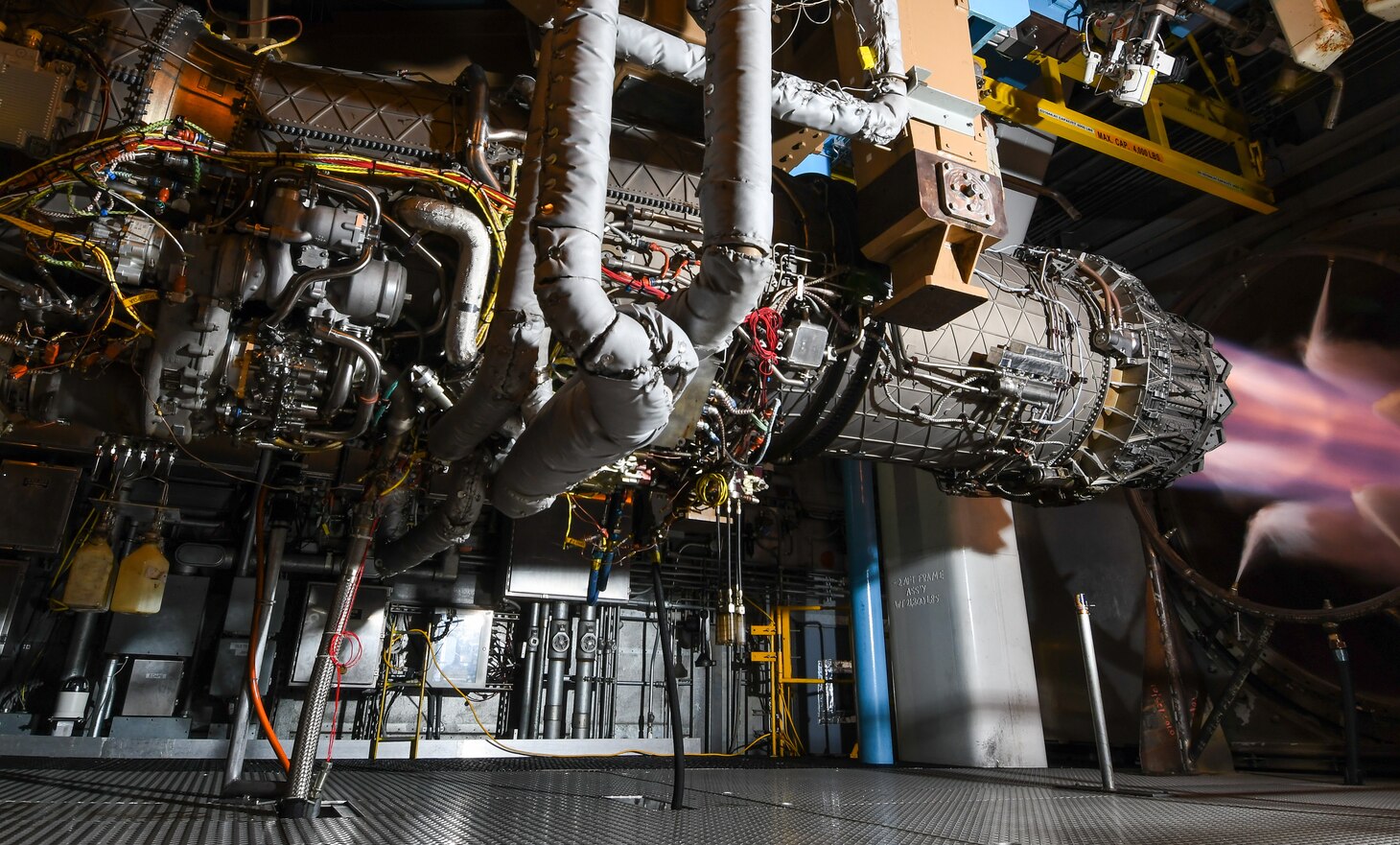 A Pratt & Whitney F135 engine undergoes accelerated mission testing in Sea Level Test Cell 3 at Arnold Air Force Base, Tenn., Nov. 15, 2021. The F135 is the engine used to power the F-35 Lightning II.