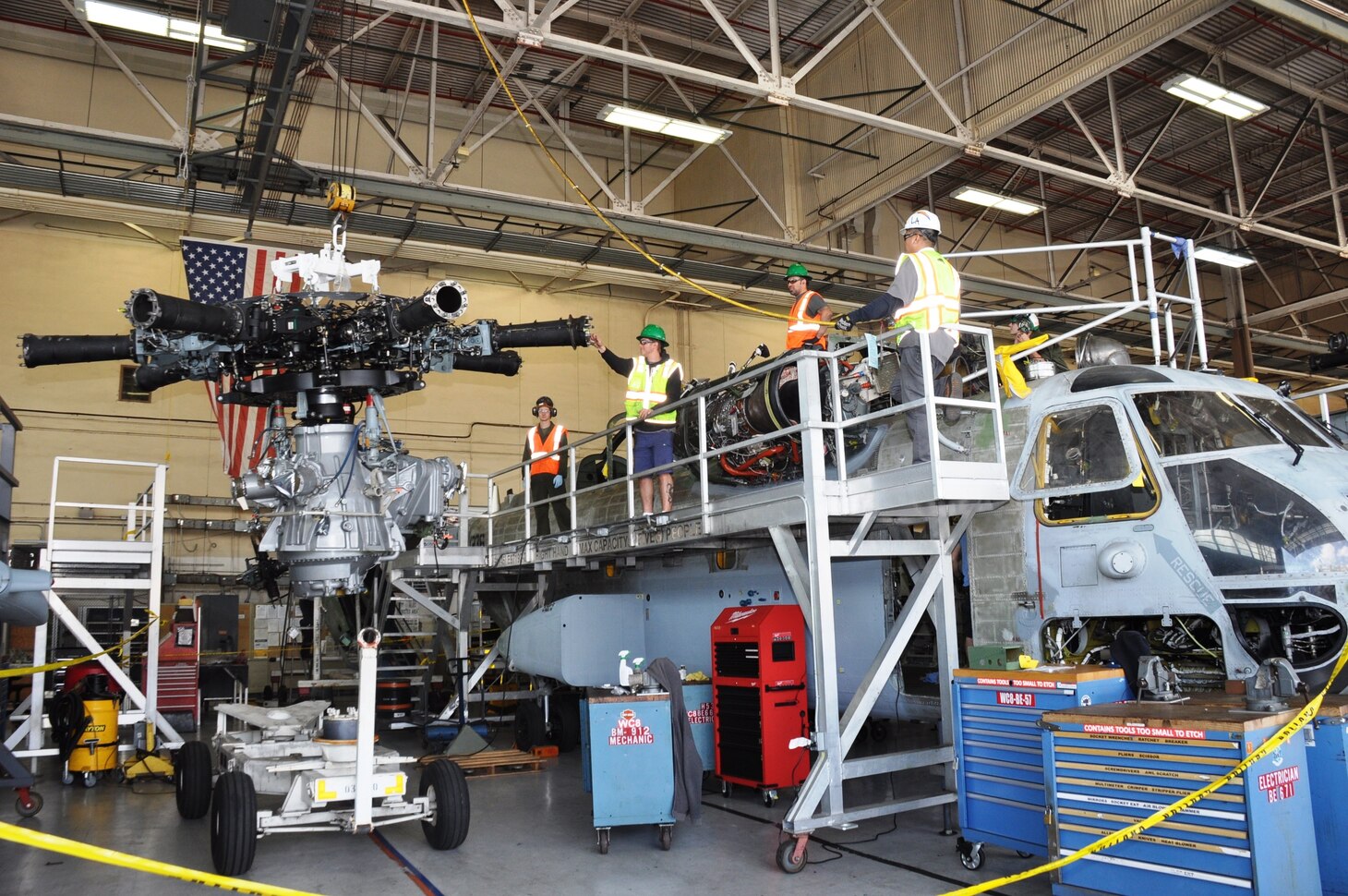 Fleet Readiness Center Southwest (FRCSW) has reached a significant milestone in Naval Aviation maintenance through the creation and success of an H-53 Tiger Team.  The goal was to create a streamlined, repeatable approach that future teams could follow to improve efficiency and consistency in H-53 aircraft production. Demonstrating the effectiveness of this new baseline, the Tiger Team is on track to successfully complete five CH-53 helicopters in less than 100 days.