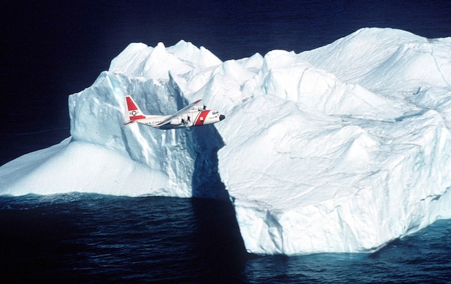 Recent photograph of a Coast Guard C-130 Hercules carrying out the aerial International Ice Patrol mission. (U.S. Coast Guard)