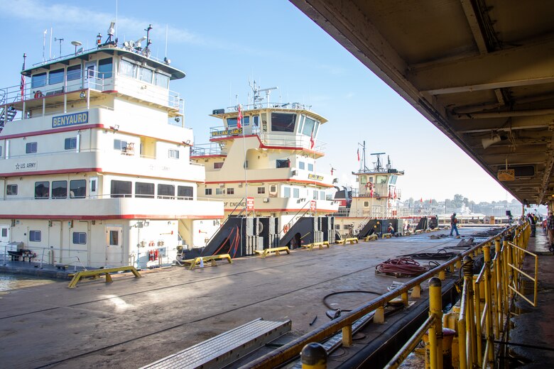 3 of the smaller MVK vessels are lined up, getting ready for the Mat Sinking Unit kick off on Nov. 6, 2025.